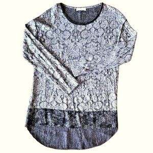 Zara Grey Floral Lace Tunic, size M